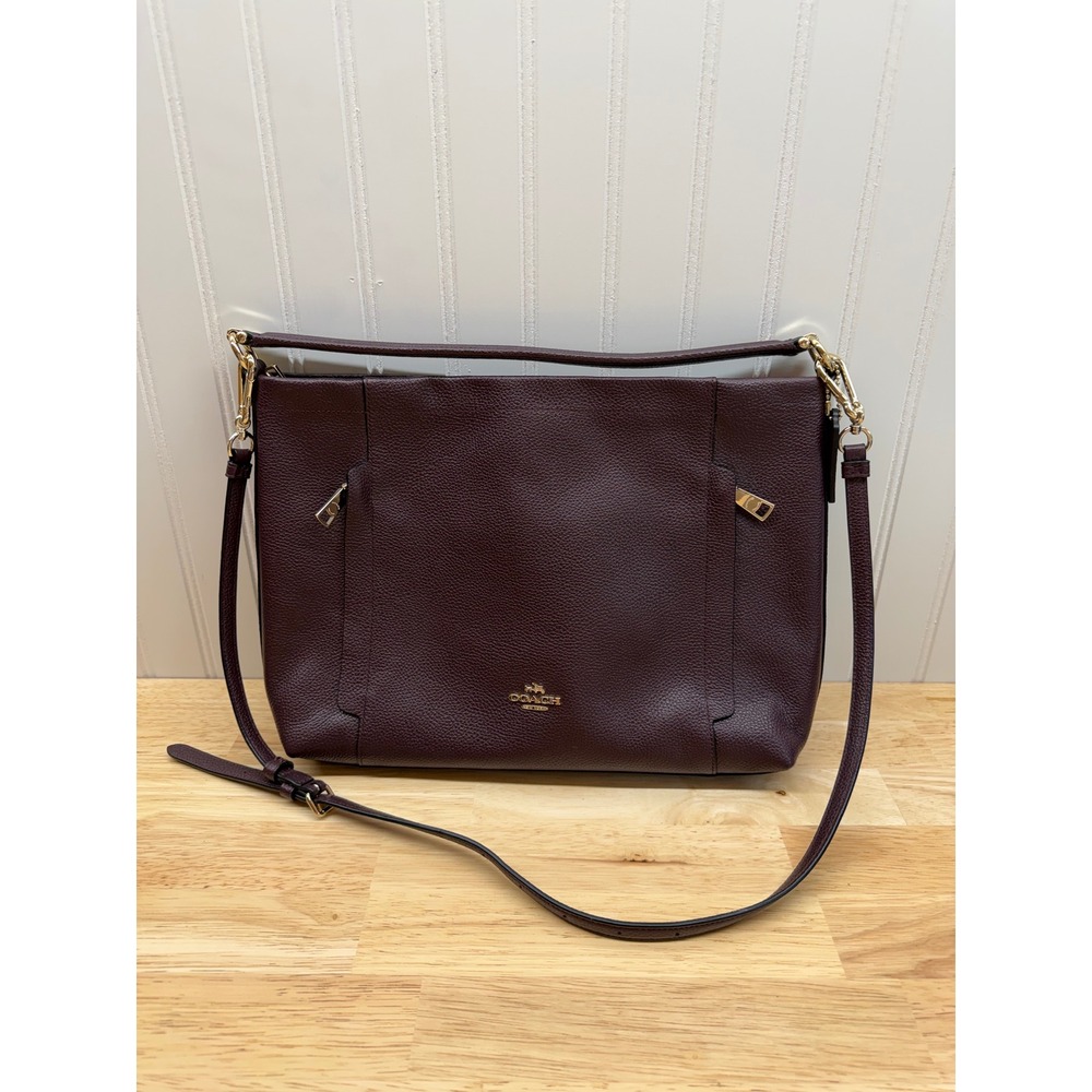 Coach Scout Hobo Bag 34312 Oxblood Pebbled Leather Crossbody Quiet Luxury Y2K